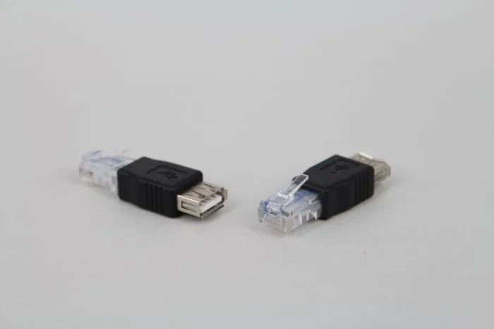 100PCS คริสตัลหัว RJ45 ชายไปยัง USB 2.0 AF หญิงอะแดปเตอร์แล็ปท็อป LAN สายเคเบิลเครือข่าย Ethernet Converter Plug