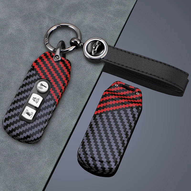 Carbon Fiber Motorcycle Key Case Cover Fob Shell Protective Case Compatible With Honda Motorcycle Sleek And Durable Keychain