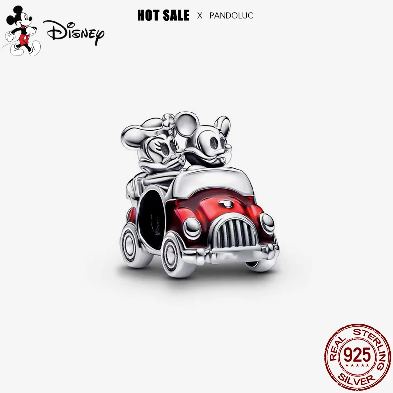 Disney-Minnie Driving Car Charm Bead pour femme, Fit Pandora Bracelet, Collier, Pendentif en argent, Perles, DIY Jewelry Gift, New in turere