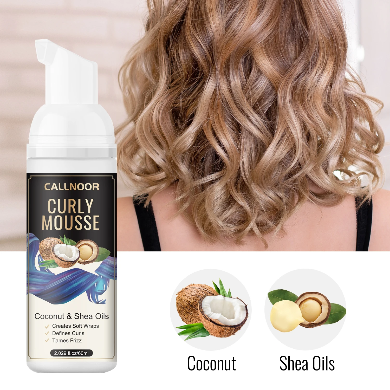 Moisturizing Curl Mousse for Curly Hair - Soft Curls Hair Mousse Shapes Curls Controls Tangles Deeply Moisturizes Hair