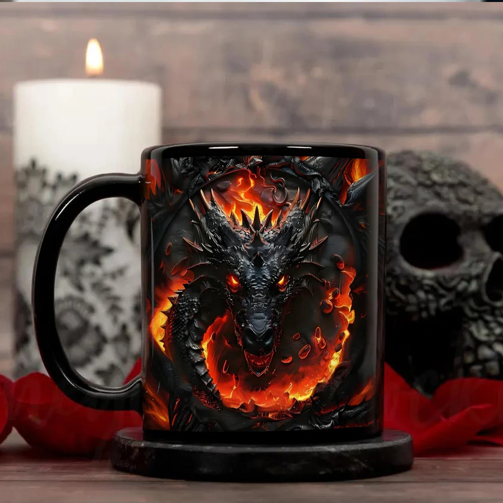 Dark Dragon Ceramic Mug - Stylish Fantasy Design, Perfect Gift for Gamers