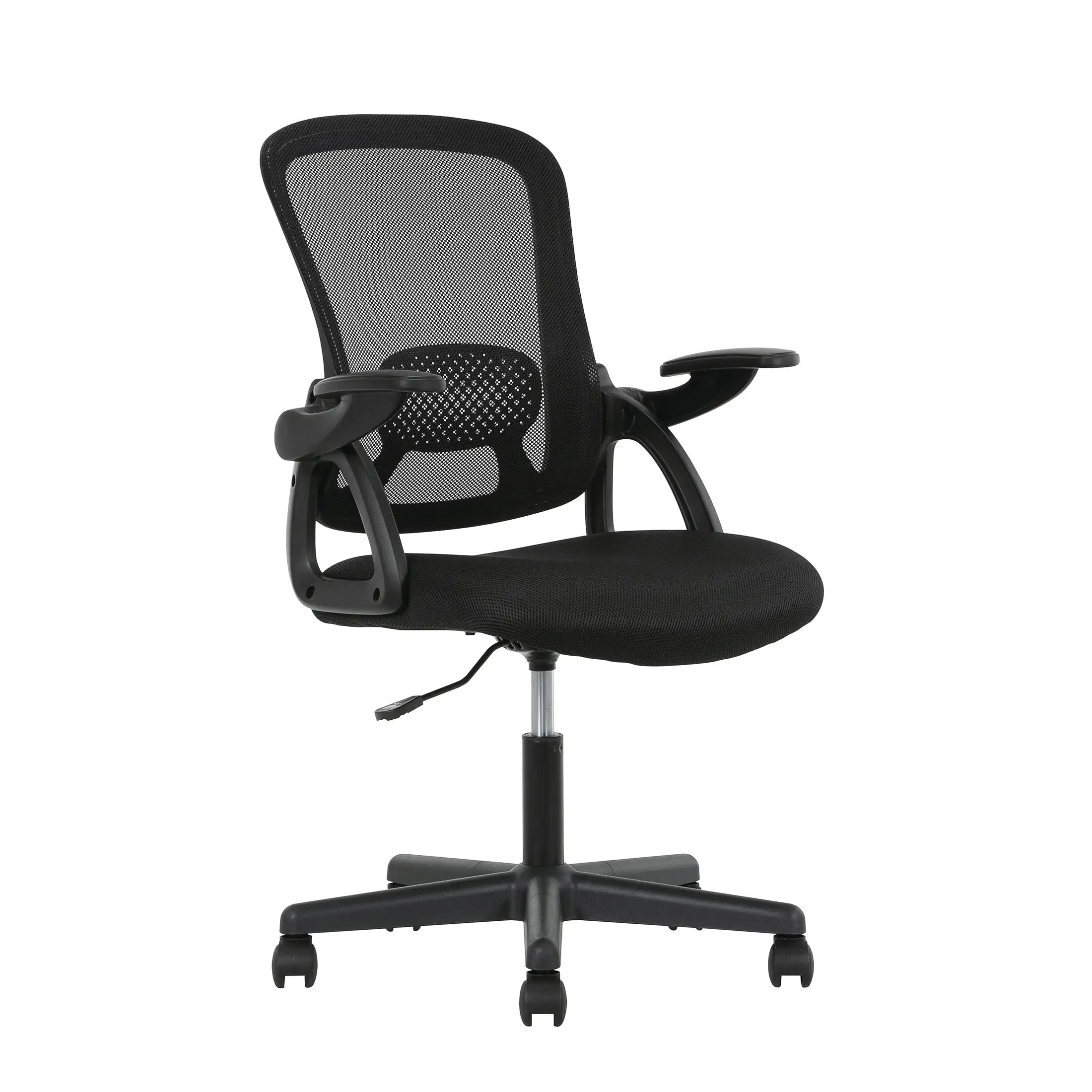 Chaise de bureau ergonomique à dossier en maille, bras rabattables, tissu noir, 275 lb