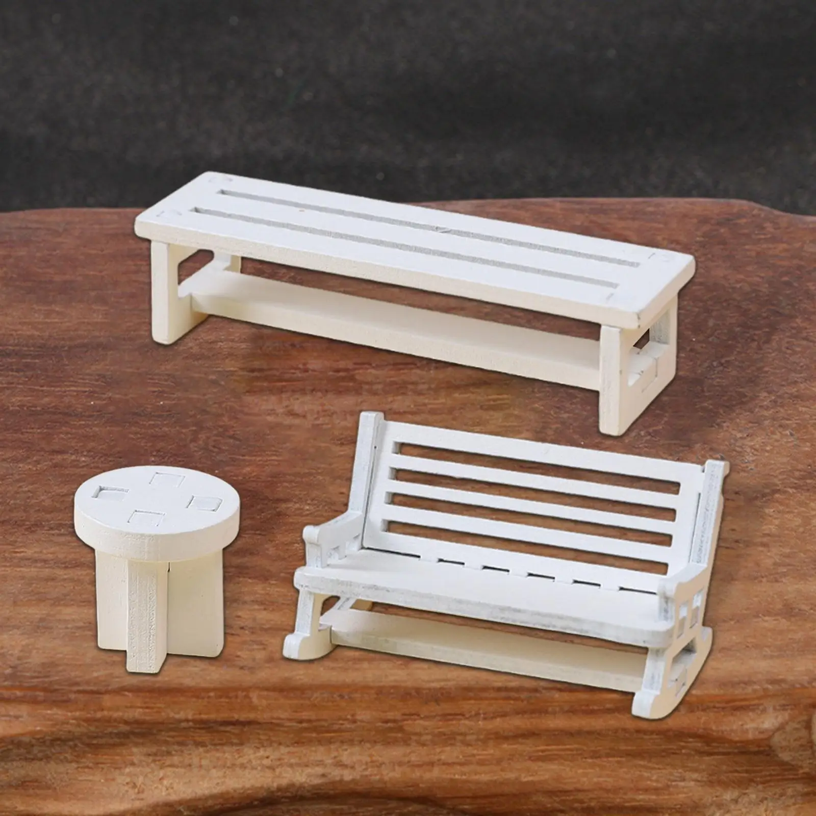 3 uds sillas en miniatura simulación Diorama DIY modelos de muebles en miniatura