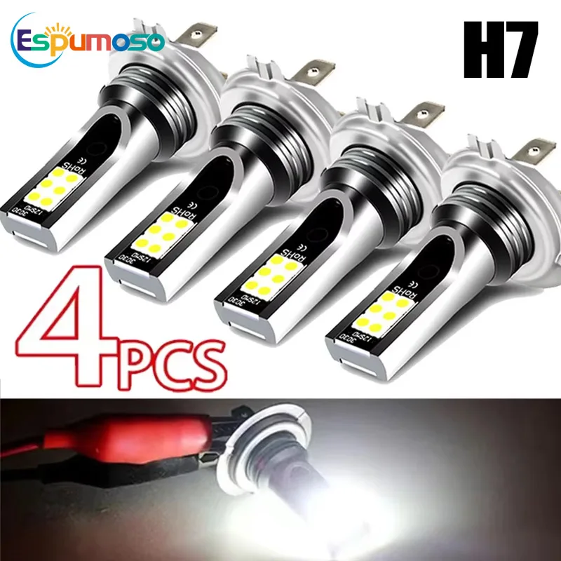 1/2/4PCs H7 Led Headlight Bulb Kit Car Fog Light Bulbs 12V 55W High Power Auto Fog Lamp 6000K Headlamp h7 super bright Bulbs