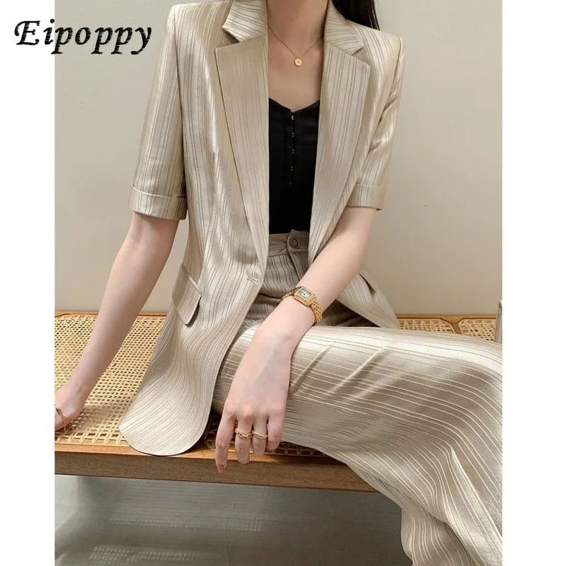 Small Suit Outfit Women's Summer Fashion Business Goddess Temperament Fashionable Imitation Acetate Suit