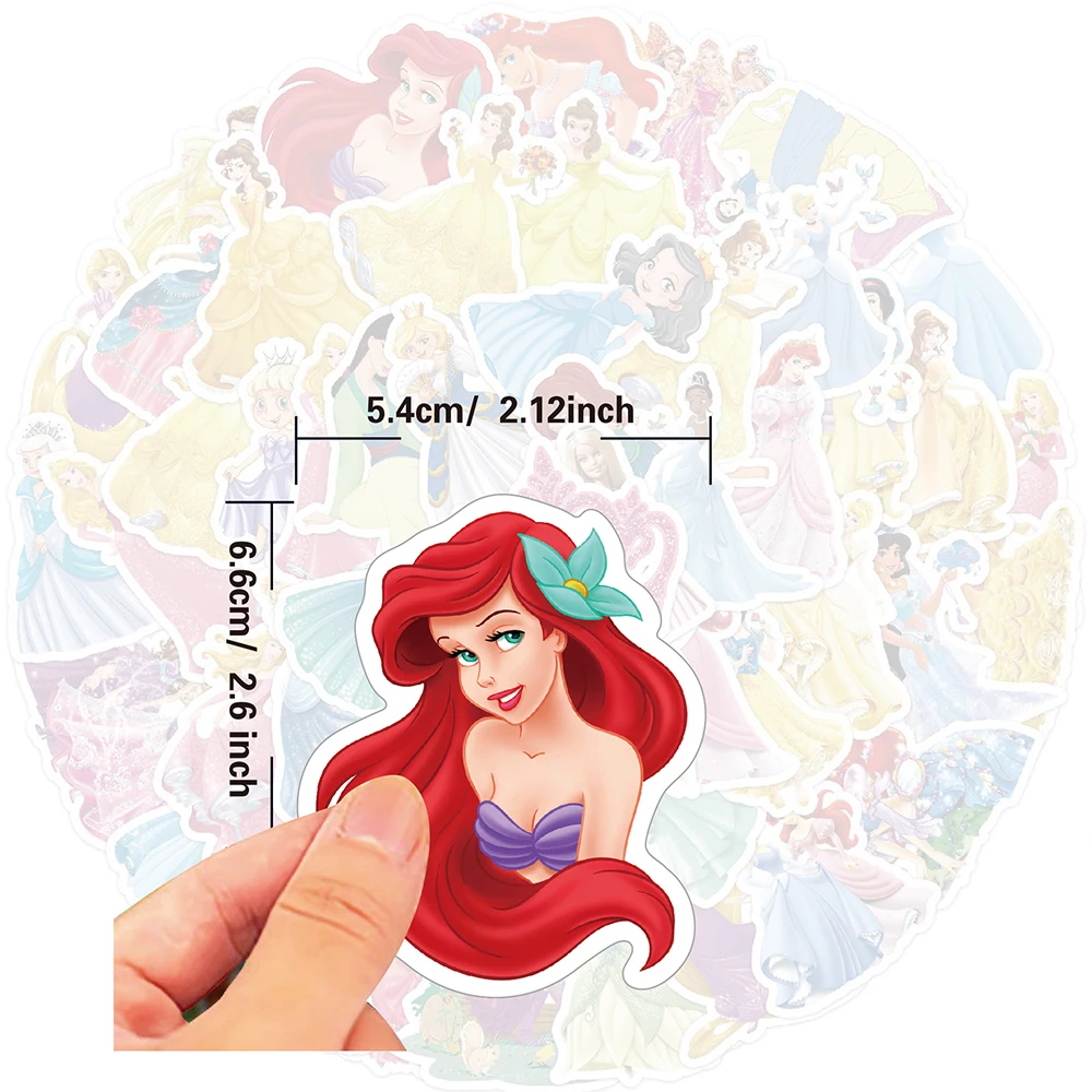 

10/30/50PCS Disney Princess Cartoon Sticker Cute Graffiti Decoration Laptop Luggage Phone Case Guitar Waterproof Decal Kids Toy