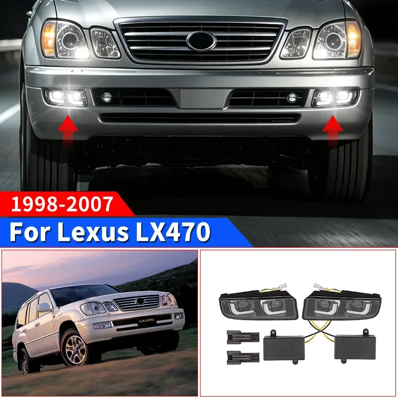 For Lexus LX470 1998-2007 Front Fog Lights Waterproof Replacement Improved Visibility Exterior Styling Upgrade Accessories