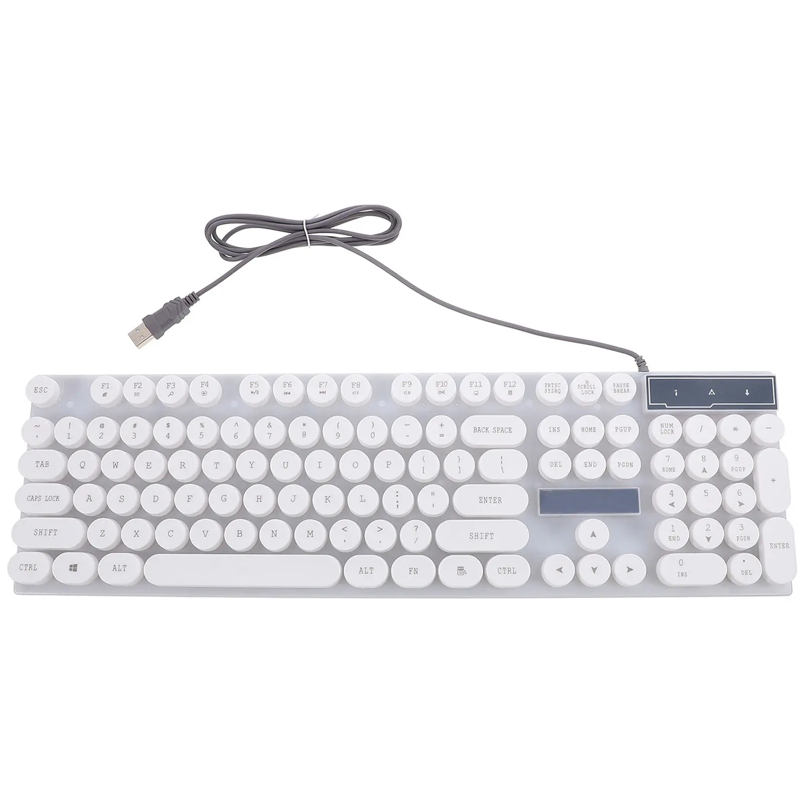USB Glowing Computer Keyboard White Creative Round Key Portable Keyboard Mouse Set for Computer Phone Tablet Travel Outdoor