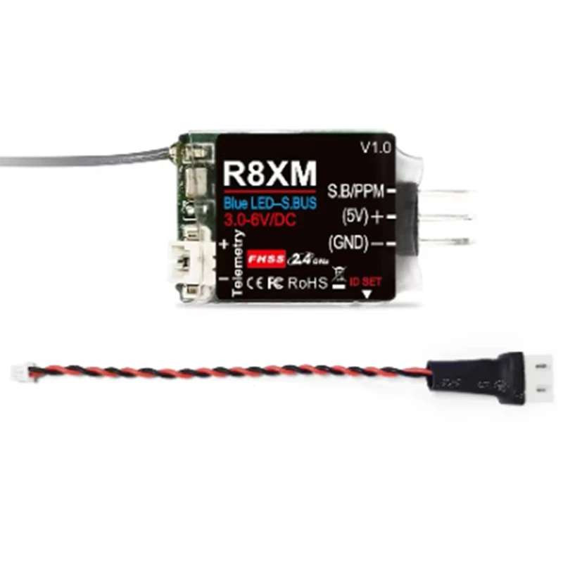 8 Channels Mini Receiver R8XM 2.4Ghz Integrated Telemetry Vehicle Voltage 4000 Meters Control & Telemetry Distance