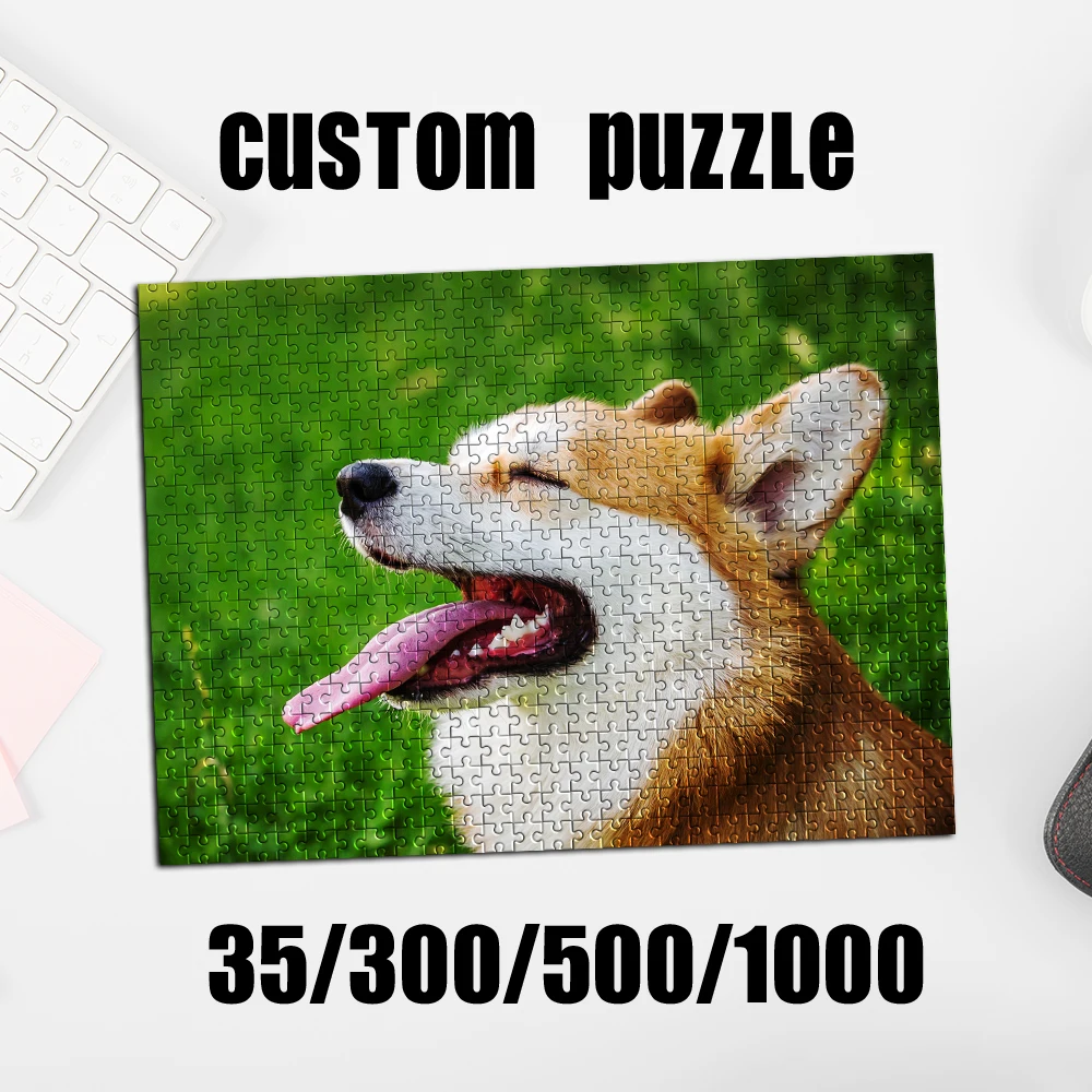 35/300/500/1000pcs Personalized Custom Photo Puzzle Scenery Photo Wooden/Cardboard for Adults DIY Toys Decoration