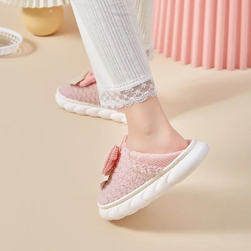 الحلو القوس عقدة الكورية نمط النساء الحوامل بعد الولادة لينة وحيد داخلي المضادة للانزلاق صوف مبطن النعال الخريف الشتاء