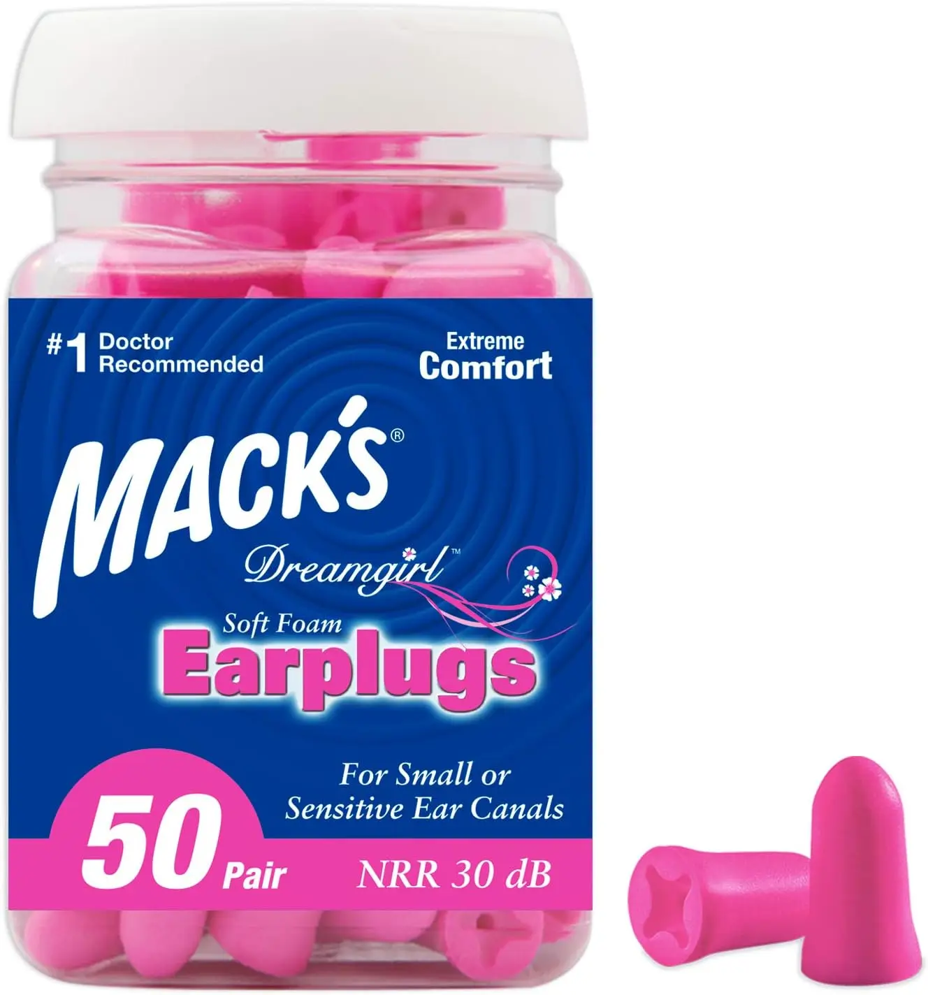 

Small Soft Foam Earplugs for Sleeping with 30dB Noise Reduction, 50 Pair Pink for Snoring, Studying, Travel & Concerts