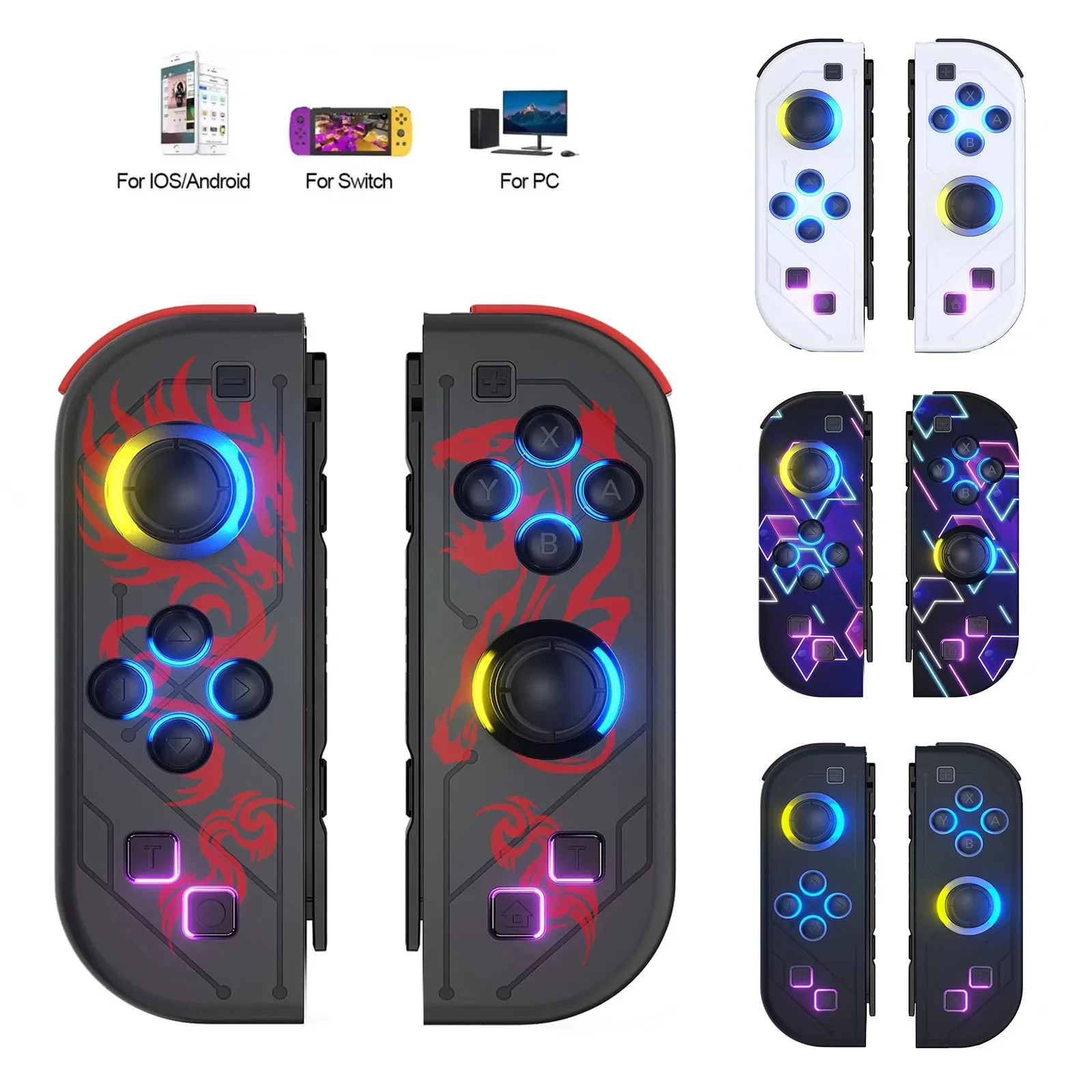 Joypad Wireless Controller RGB LED Switch L/R Joypad for Nintendo Switch/Lite/Oled JoyCons Gamepads Joystick with Dual Vibration