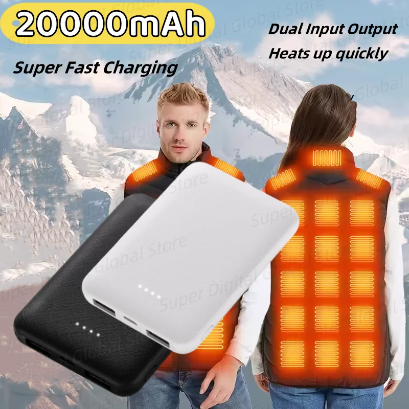 2026 20000 mah Externe Batterie USB Schnelle Lade Tragbare Power Bank Mini Heizung Für Weste Jacke Socken Handschuh Ausrüstung ﻿ Neu