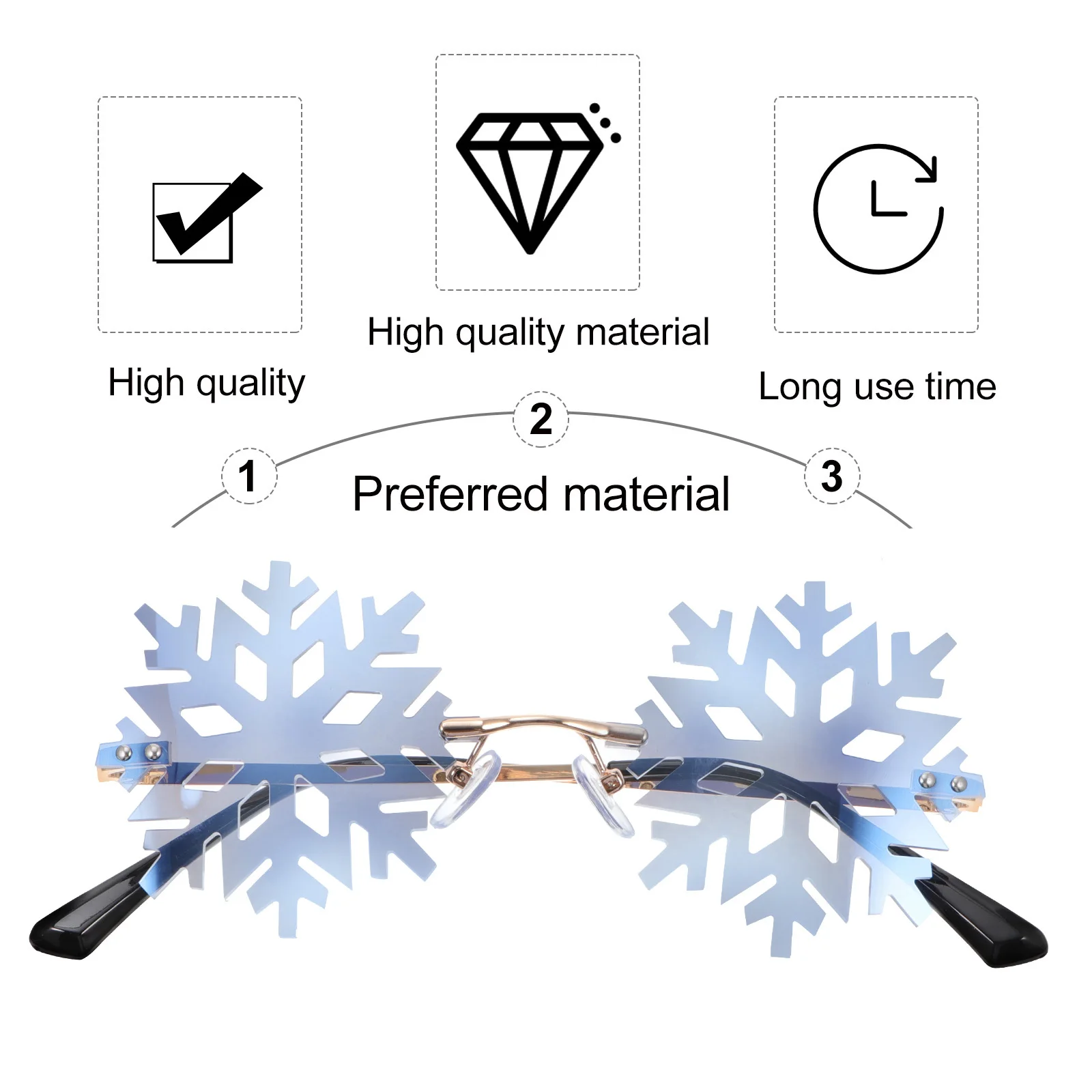 

1Pcs Gold Frame Sunglass Premium Material Snowflakes Design Party Snowflakes Glasses Cosplay Birthday Party Photo Prop