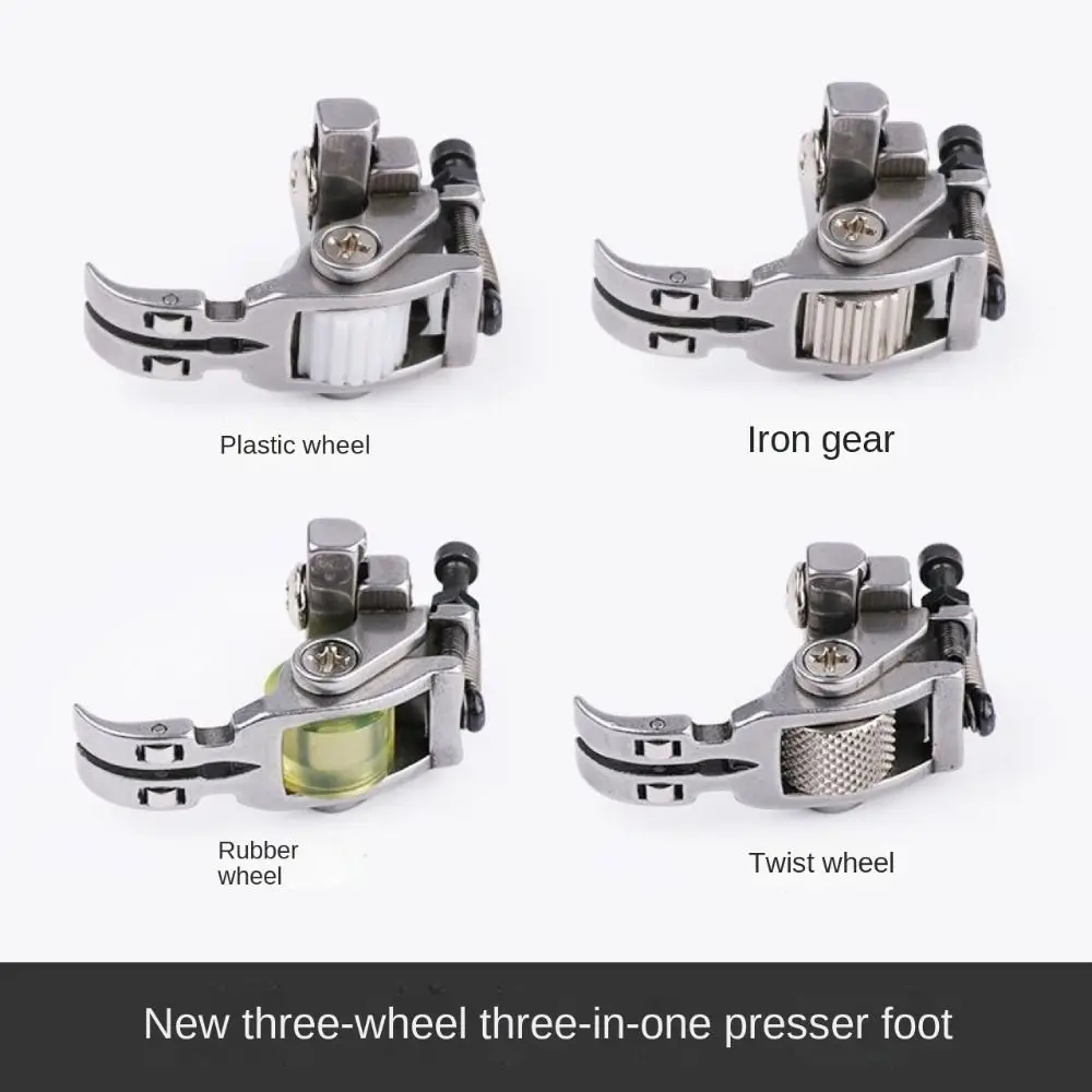 New 4 Types Roller T3 Roller Presser Foot Steel Universal Foot Sewing Machine Presser Foot Adjustable Left and Right