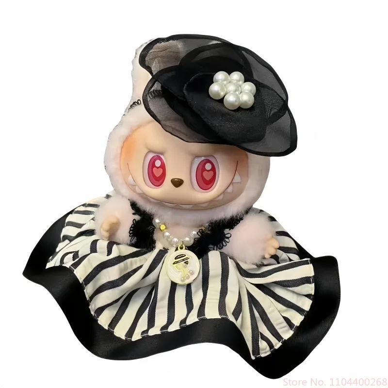 Nowe ubranka dla lalek Labubu, styl księżniczki Hepburn, 15/17 cm, garnitur Labubu, ubrania DIY, akcesoria Labubu, prezenty, bez lalki