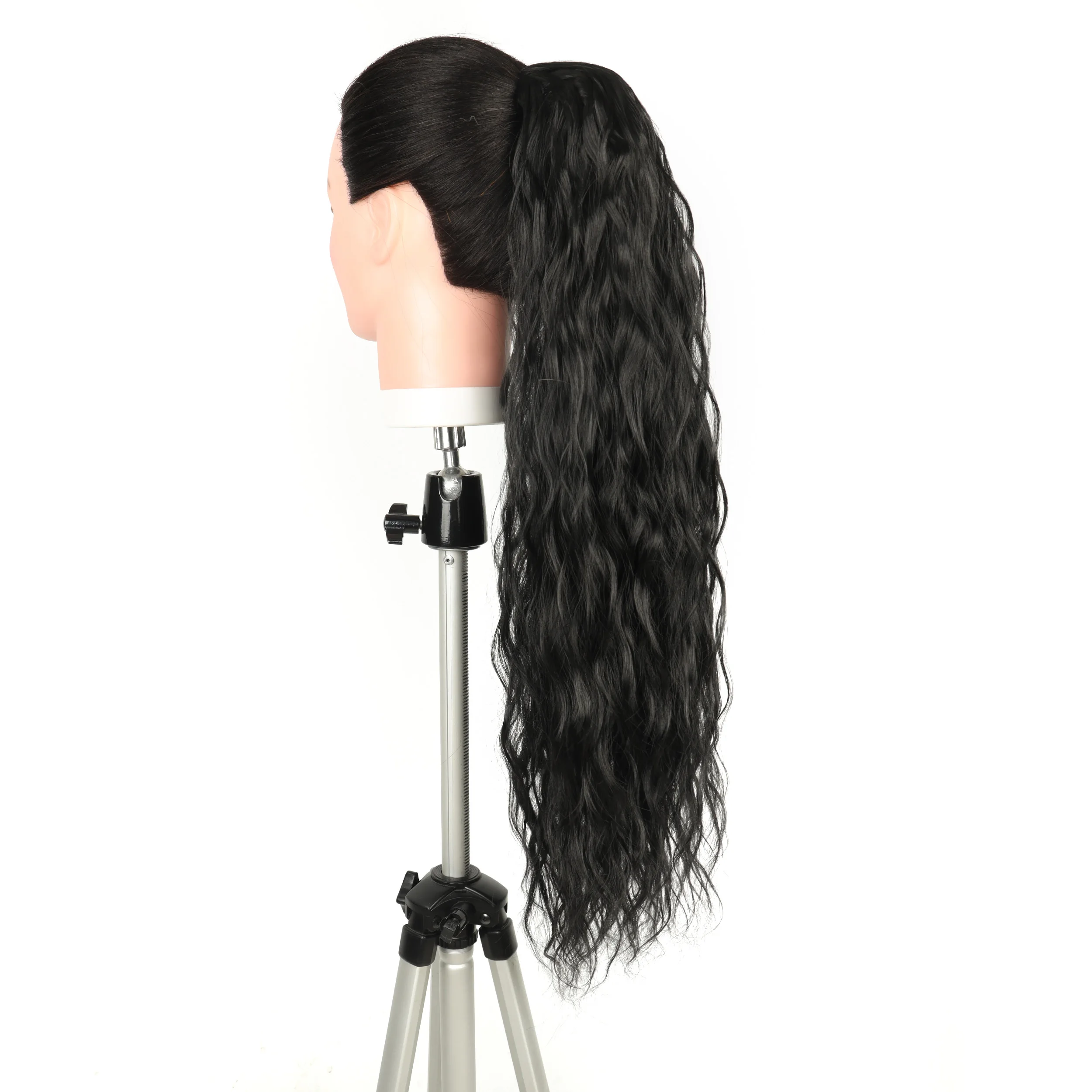 24 Zoll verworrener lockiger Pferdeschwanz, weiche synthetische Haarverlängerung, Kordelzug, Pferdeschwanz-Haarteile, schwarzer Clip-in-Pferdeschwanz für Frauen – Detail 35
