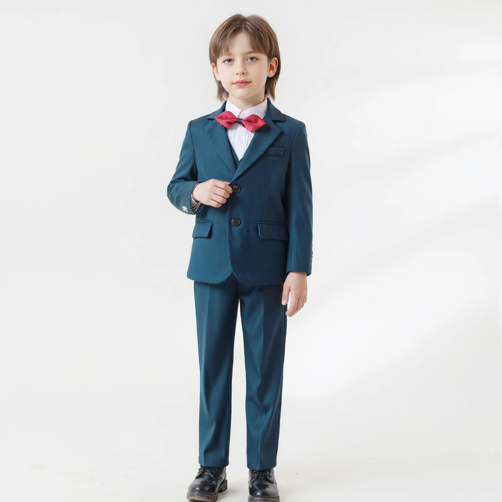 

Kids Wedding Suit Formal 4Pcs Clothing Set for Boys Gentleman Performance Evening Tuxedo Dress with Jacket Pants Vest