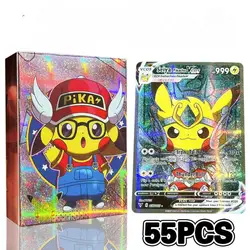 Pokemon Diy English Collection Game Card Pikachu Cosplay Luffy Tanjirou One Piece Goku Eva Frieza Characters Anime Shiny Card