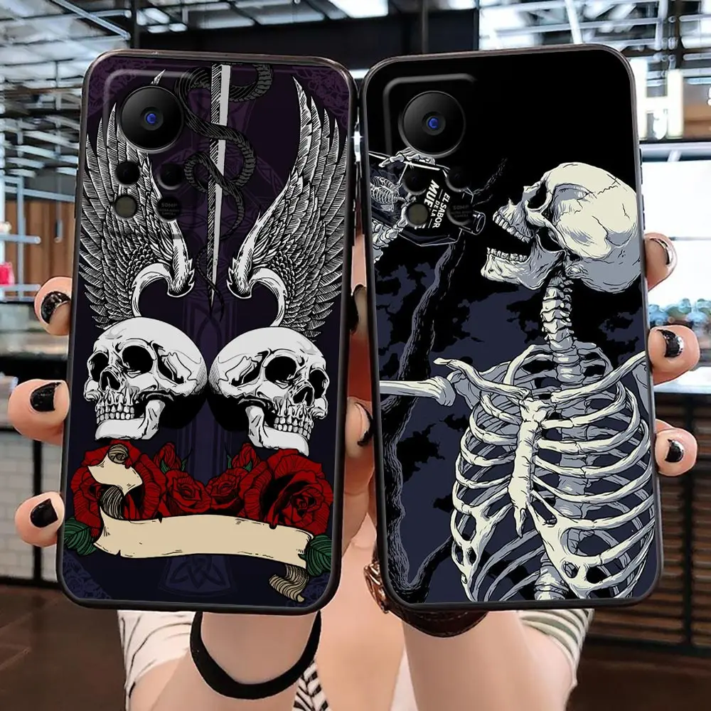 Scary Fashion Gothic skull Phone Case For Infinix TECNO SPARK 8 7 6 Air Go 5 HOT 30 30I 20 20I 20S 12 12I 11 11S 10 10I 10S Case