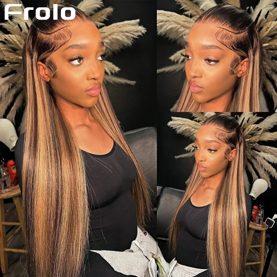 

Накладные прямые парики из натуральных волос 13x6 HD Lace Frontal для женщин, цвет P427, омбре, предварительно прорезанные, бразильские, плотность 250%