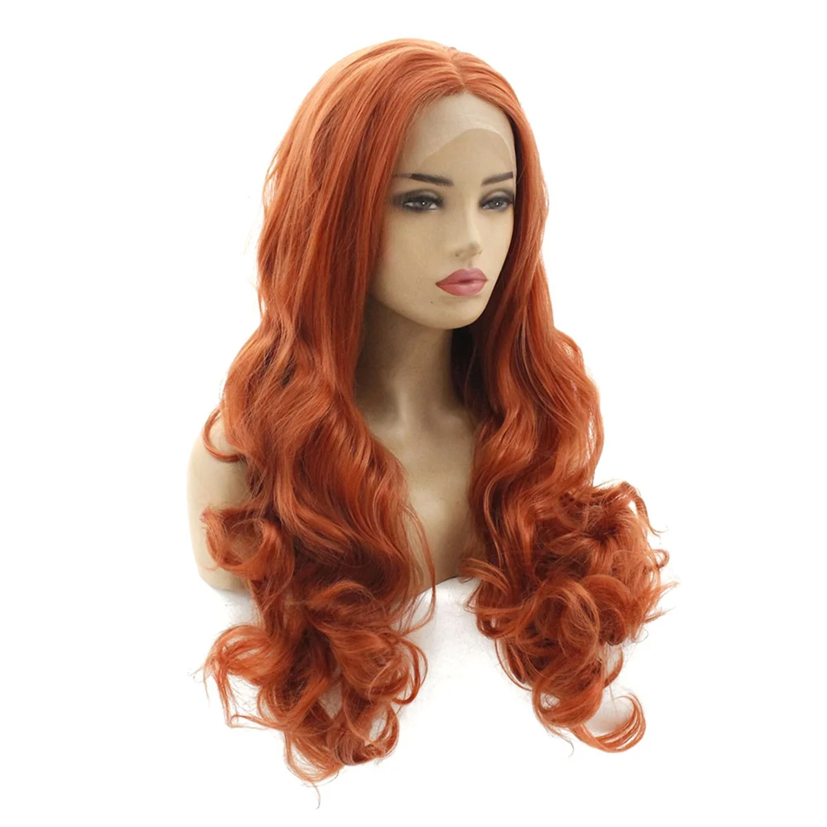 14 Inches Lace Front Wig Kinky Straight-Human Hair Feeling Synthetic Wig Natural Long Wavy Roll Wig