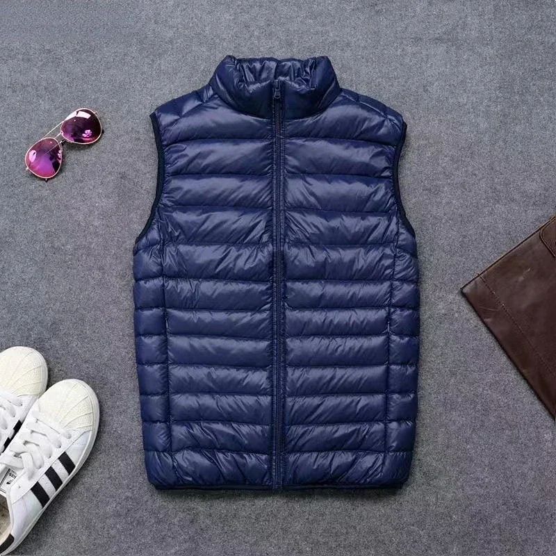 Men's Down Vest Winter, Loose Duck Down Light Feather Fashion Coat Coat Warm Men's Loose Plus Simple Solid Color Jacket Vest