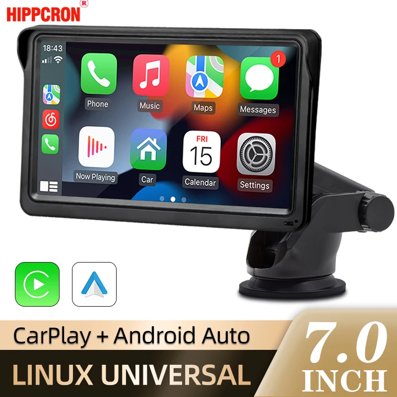 Hippcron 7inch CarPlay Android Auto Car Radio Multimedia Video Player Touch Screen With AUX USB For Rear View Camera