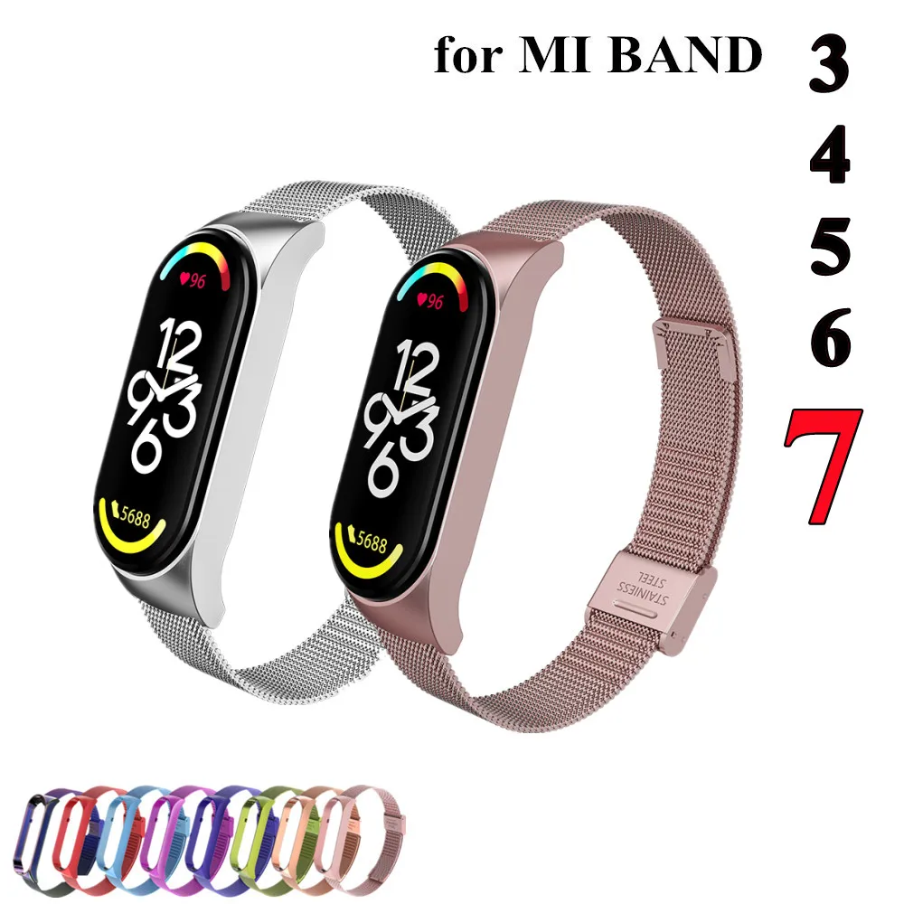 Mi band 7 6 5 4 3 Strap Metal for Xiaomi Mi Band 6 5 4 3 Bracelet Screwless Xiaomi Mi Band 4 Bracelet Correa Xiomi MiBand  Wrist