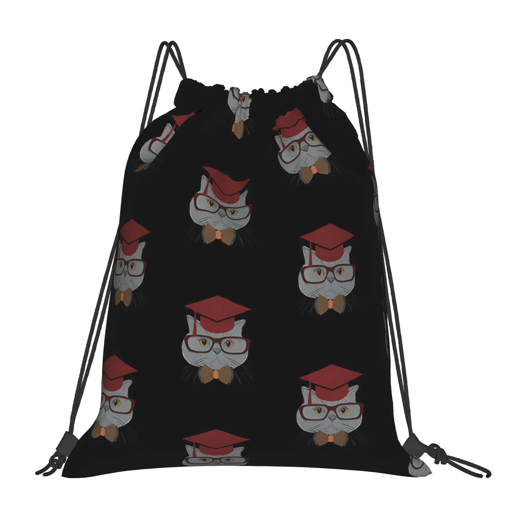 Cat Lover Cat Graduation Portable Travel Drawstring Bags Riding gym Backpack Grad Gift Storage Backpacks