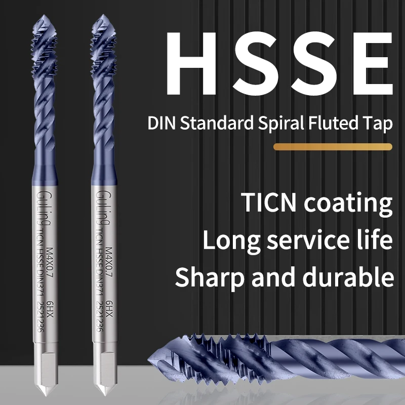 GULING HSSE-PM DIN 371 376 Стандартный спиральный рифленый метчик с заостренной головкой M2 M2.5 M3 M4 M5 M6 M8 M10 M12 Машинные резьбовые метчики