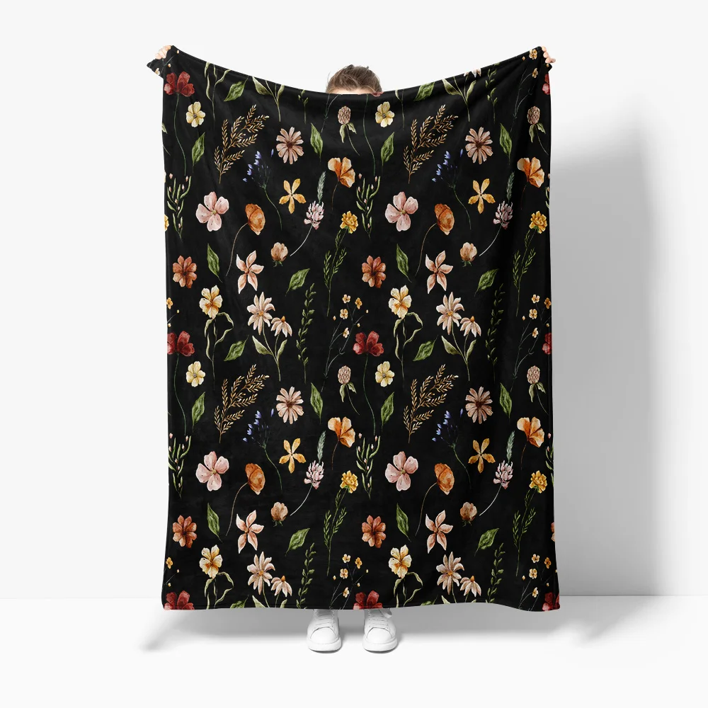 

Темное флисовое одеяло с акварельным принтом и цветочным принтом, мягкое теплое уютное одеяло для женщин, подарок