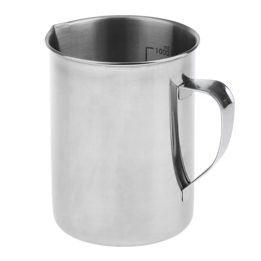 Stainless Steel Measuring Cup Frothing Pitcher with Marking with Handle for Milk Froth Latte Art 17.6/35oz 0.5/1 Liter