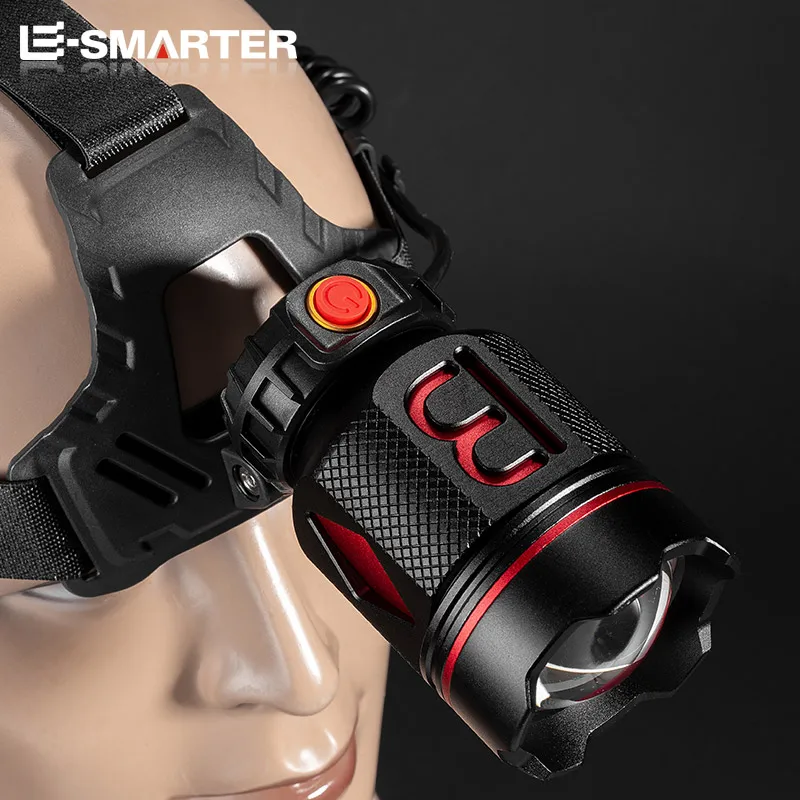 LED Zoom Headlamp Camping Search Light USB Rechargeable Headlight Led Head Torch Work Light with Built-in Battery