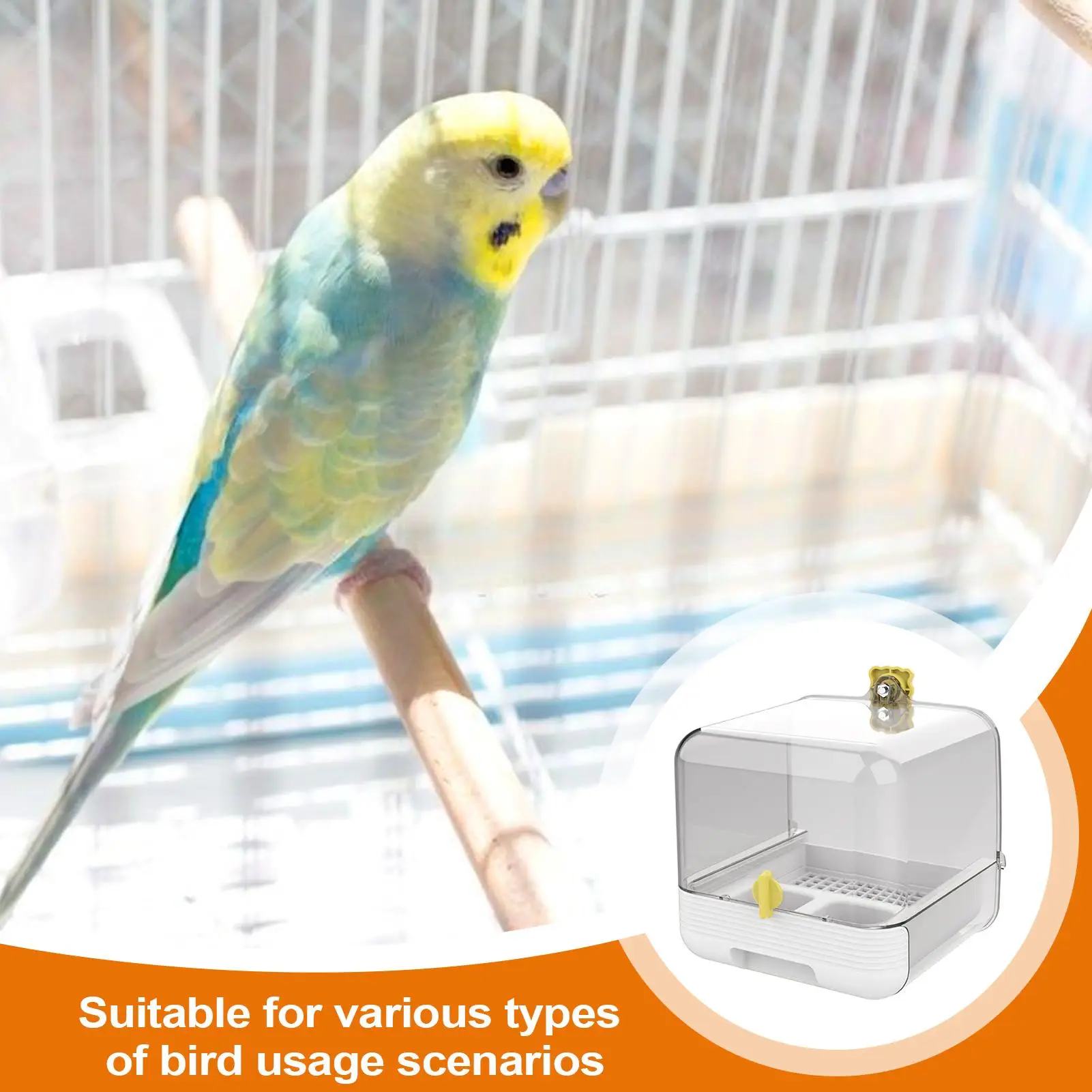 

Parrot Bath Pull-out Parrot Feeder For Cage 2 In 1 Bowl Bathtub Transparent Design For Pet Inside Outdoors Yard Deck Garden