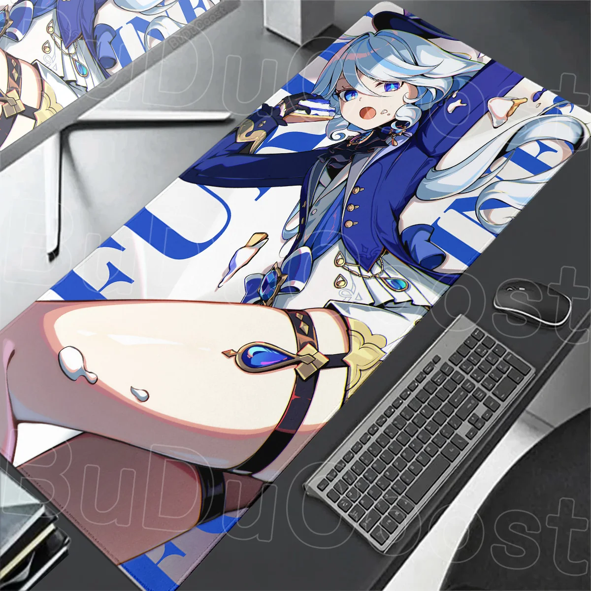 New Kawaii Genshin Impact Furina Anime Mouse Mat Office PC Gaming Accessories Keyboard Carpet Laptop 400x900mm Desk Pad Washable
