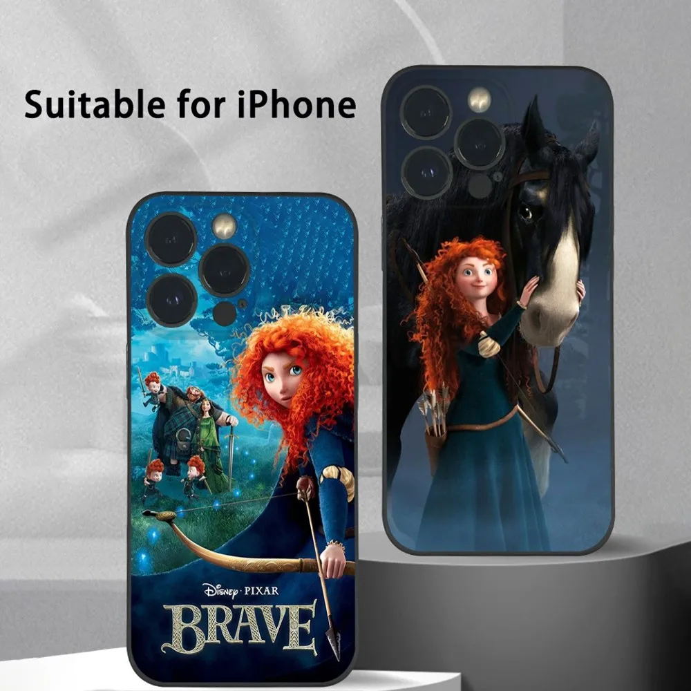 Brave  Cartoon Phone Case For iPhone 15 14 13 12 11 Pro Xs Max Mini XR X 78 Plus Black Frosted Soft Shell Funda Anti Drop