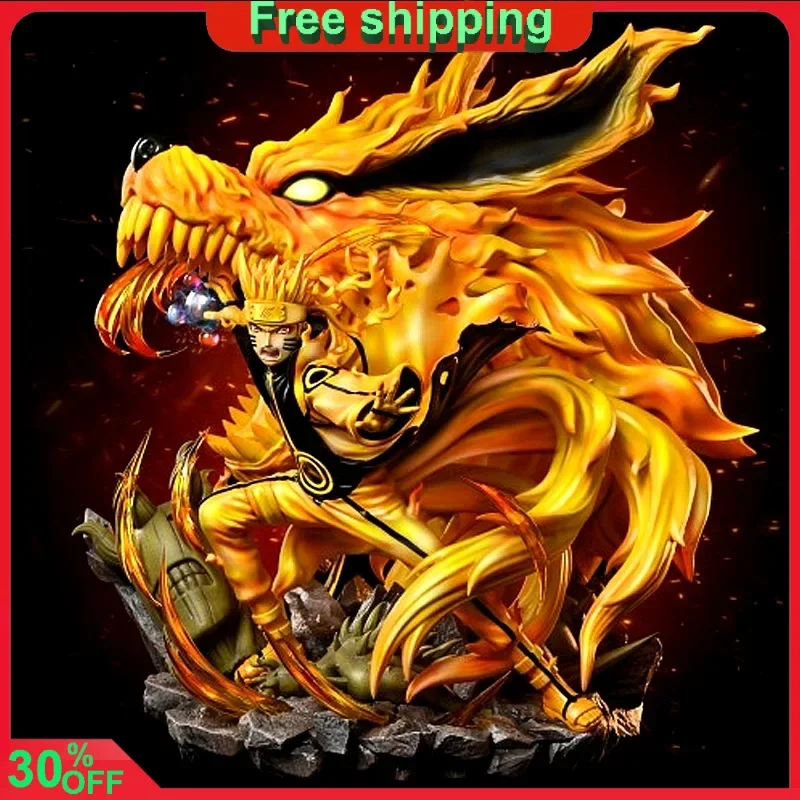 29cm Naruto Anime Figure Uzumaki Naruto Kyuubi Immortal Mode Double-headed Eagle Action Figure Statue Collection Model Gift Toys