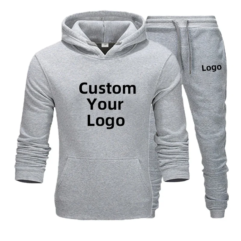 2023 New Men\'s Fashion Tracksuit Casual Customize your logo Sport Suit Jogging Suit diy printing Hoodie   Pants Set