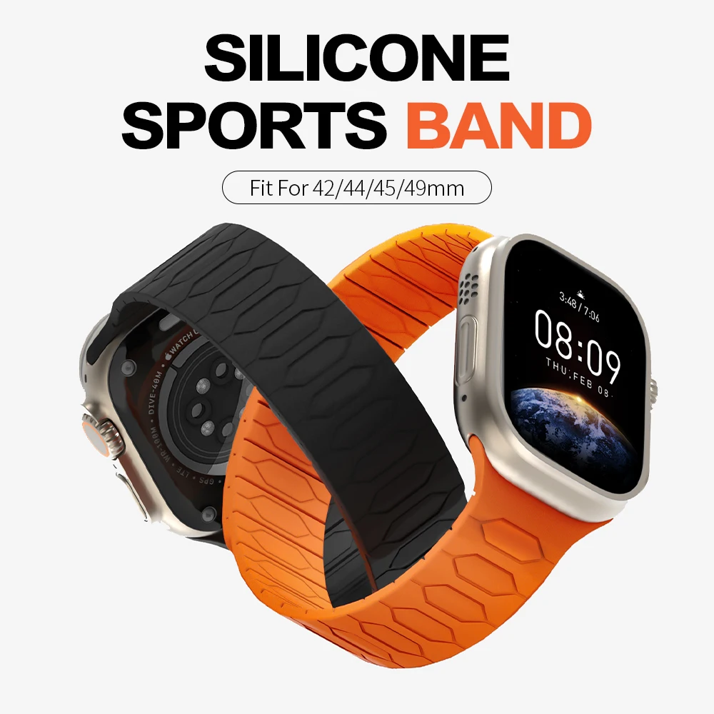 

Мягкий силиконовый ремешок для Apple Watch 98765432 se, спортивный стиль, модифицированный Премиум ремешок для iWatch серии 10/9/8/7/6/5/4 42/44/45 мм