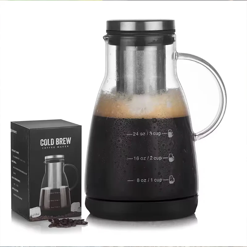 

960ml Espresso Ice Drip Maker Glass Pots Coffee Cold Brew Pot High Heat Resistant Glass Pot Juice Tea Filtering Glass Pot