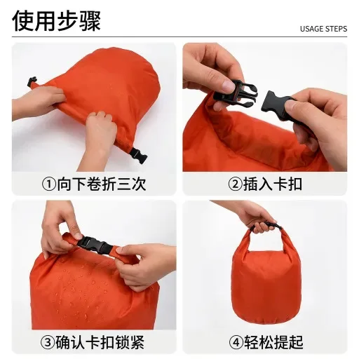 Outdoor sports waterproof bag, portable folding storage bucket handbag drifting bag beach foldable cycling storage bag view 6