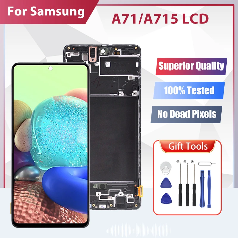 

1Pcs Amoled A715 Display For Samsung Galaxy A71 Lcd Touch Screen Panel Digitizer A715F Assembly With Tools