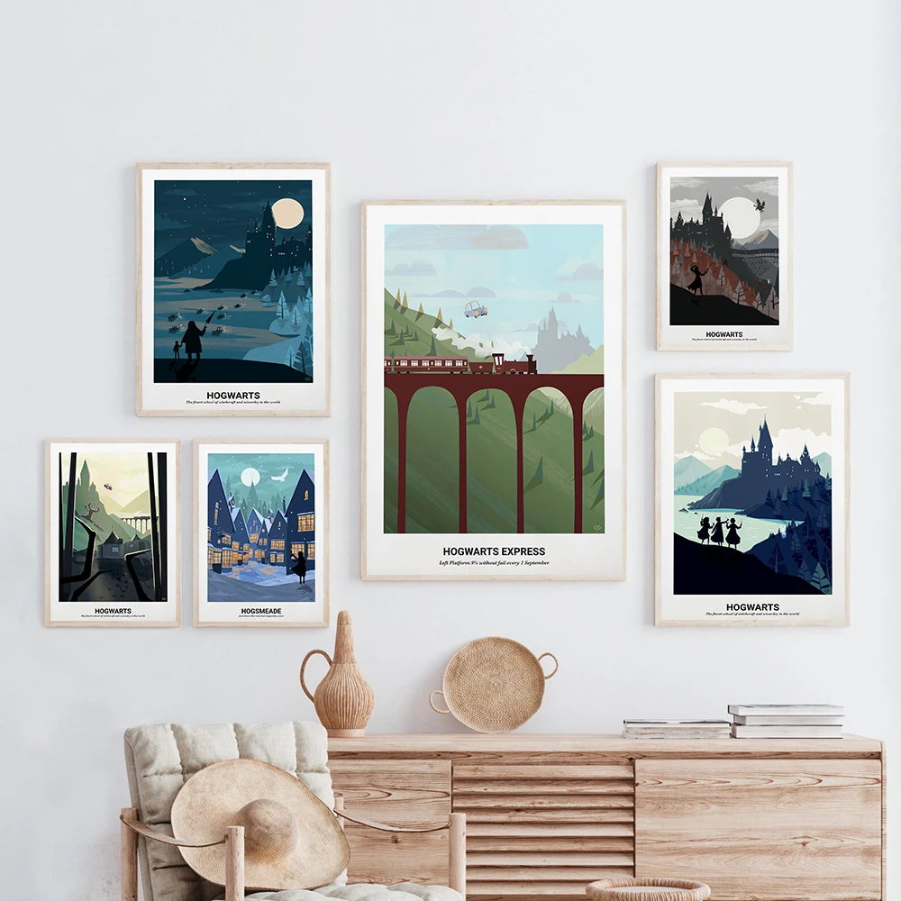 

Landscape Minimalist Poster Movie World Canvas Print Lake Sun Mountain Canvas Painting Abstract Farm Picture Room Home Decor