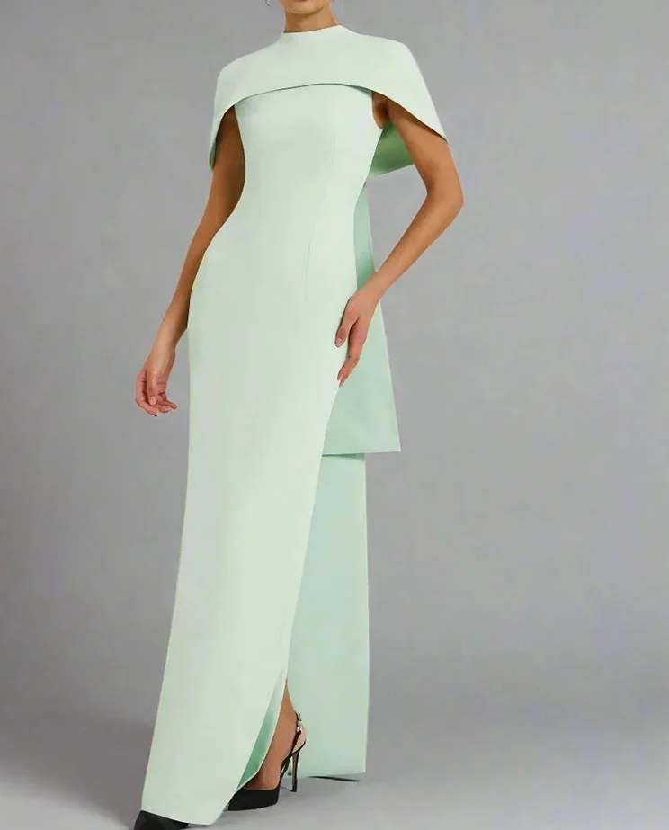

Adore Customized elegant Arabic Mint Green Prom Gowns with Cape Simple Wedding Party Dresses Dinner, dance party, evening gown