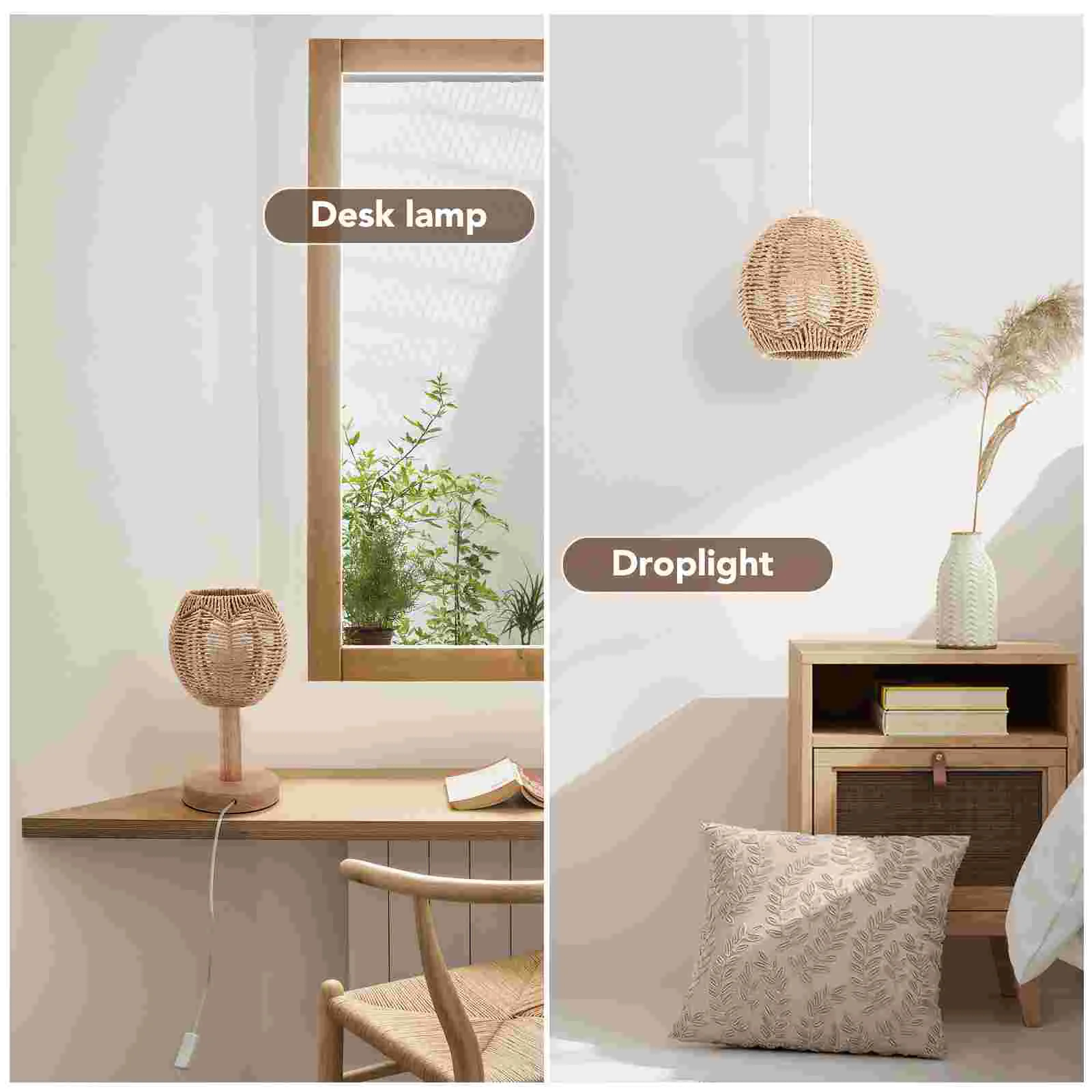 2 Pcs Pendant Light Shades Lights Hollow Lamp Shape Woven Cover Rattan Chandelier Decoration