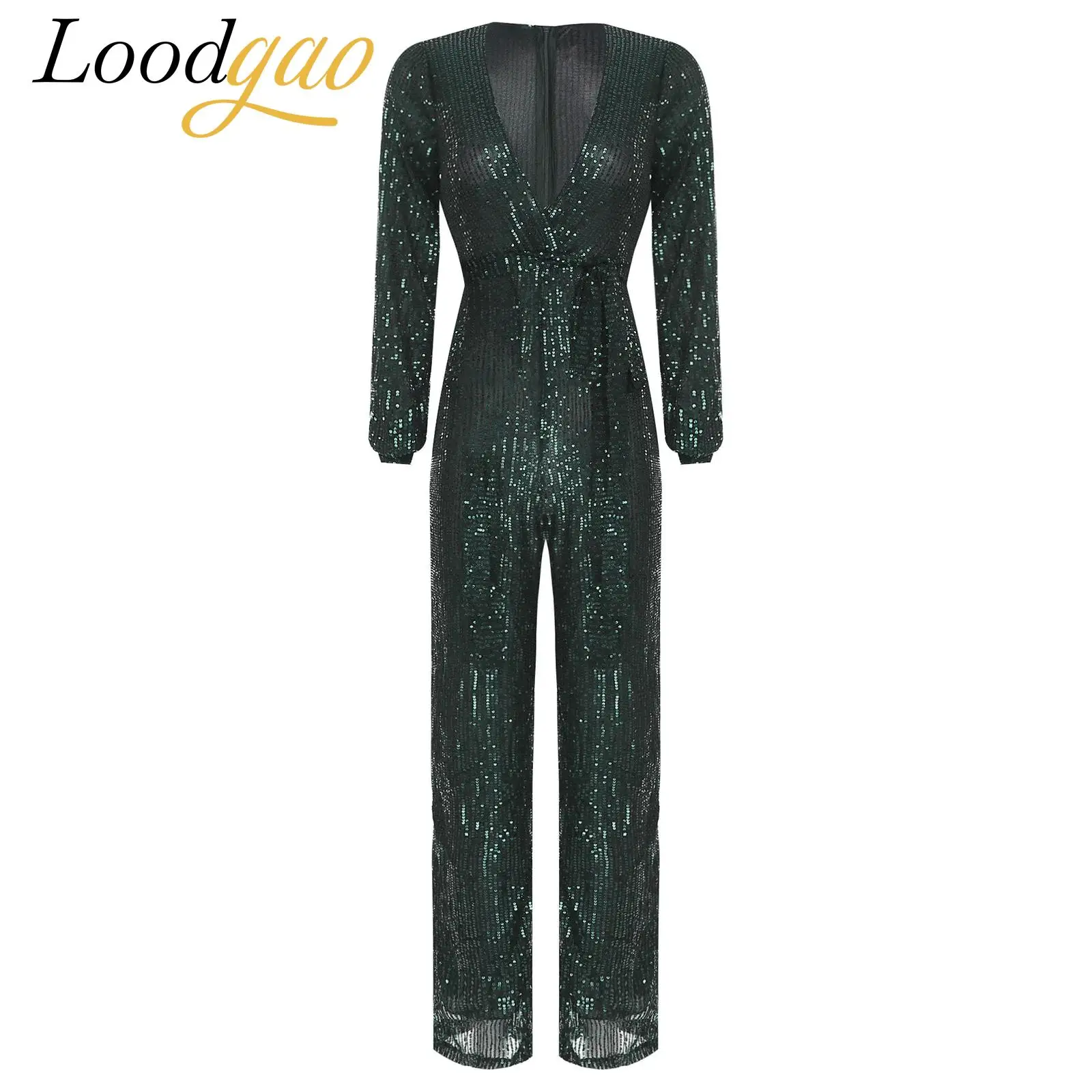 

Женский блестящий комбинезон для дискотеки, нарядный танцевальный комбинезон с глубоким v-образным вырезом для ночного клуба, банкета, коктейльные костюмы, комбинезон с блестками