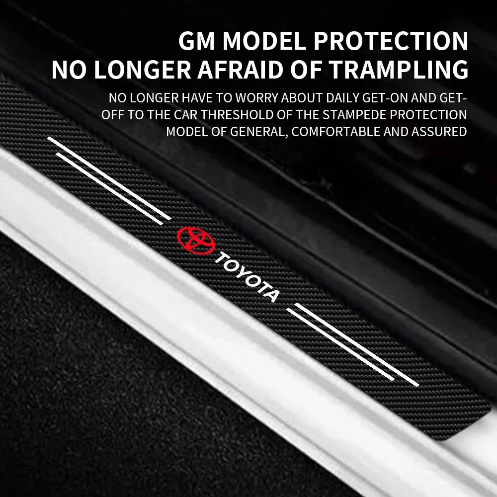 Car Door Plate Carbon Fiber Threshold Protector Decals for Toyota Rav4 Avalon Hilux Auris Prius Supra Camry Kluger Land TRD