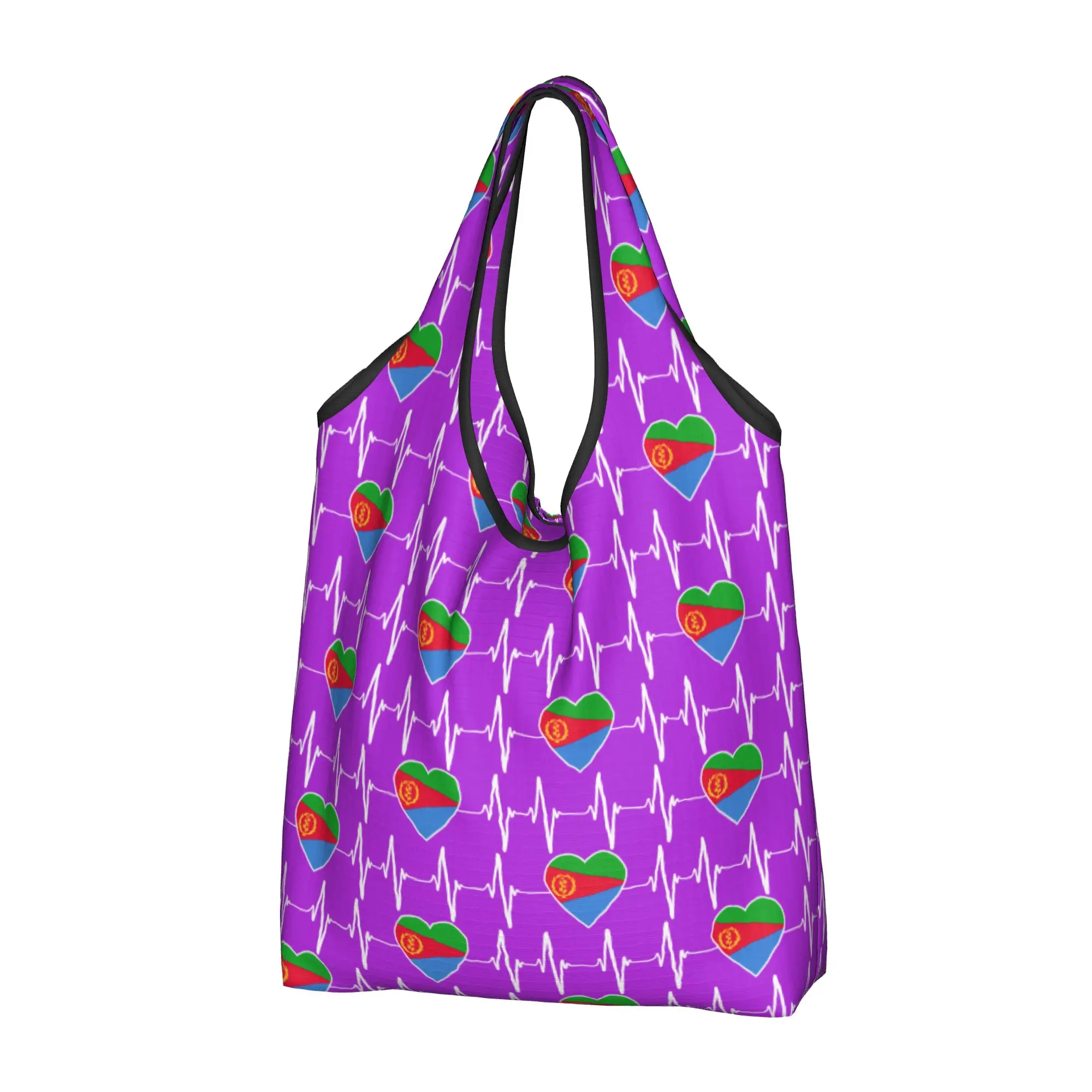 Recycling Eritrean Heartbeat I Love Eritrea Shopping Bag Women Tote Bag Portable Ethiopian Groceries Shopper Bags